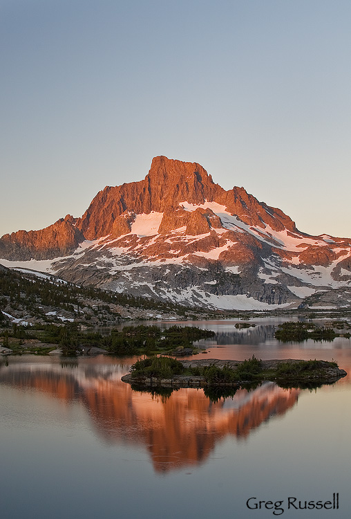 sunrise on Banner Peak, Thousand Island Lake, ansel adams wilderness