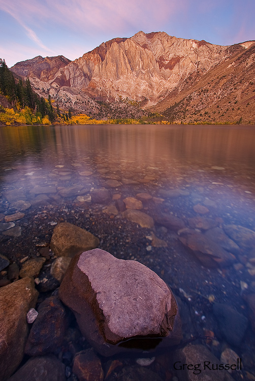 morning alpenglow on laurel mountain as seen from convict lake, california