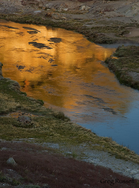 hot creek, early morning reflections