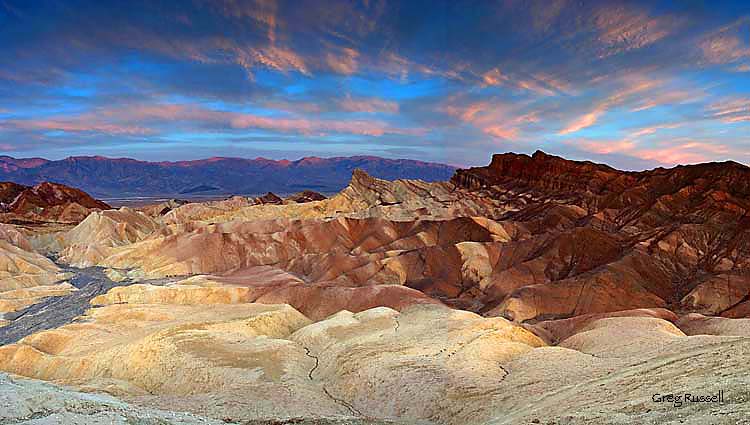 death valley, death valley national park, california, national park, dramatic sunset, sunset photo, zabriskie point, manly beacon, bizarre landscape, moonscape