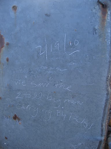 engraved note Note found at rainbow talc mine