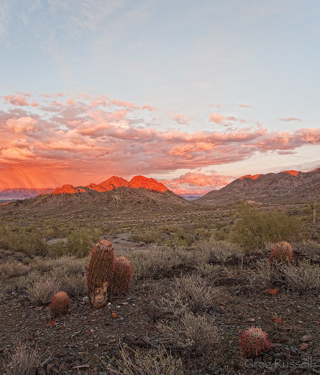 dramatic stormy sunset at north mountain reserve near phoenix arizona