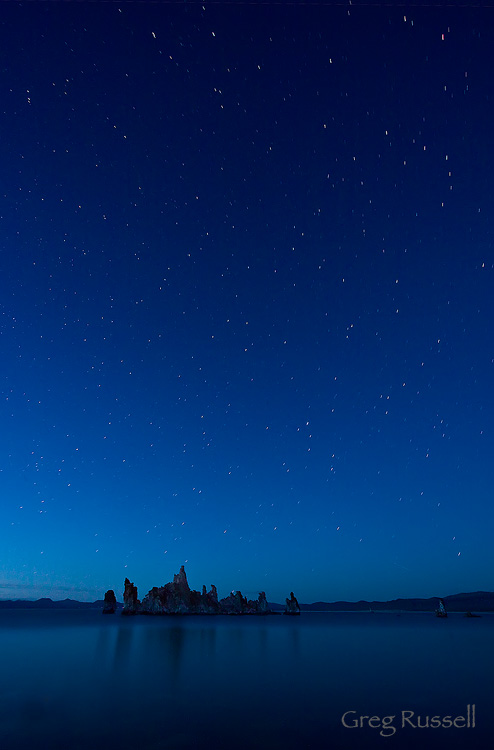 Mono Lake California under a starry night time sky