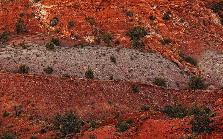 geologic layers exposed in the waterpocket fold, as seen from the strike valley overlook, capitol reef national park, utah