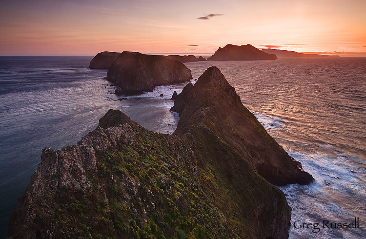 Dramatic sunset light at inspiration point, anacapa island, channel islands national park, california