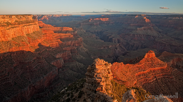 sunrise colors on cedar ridge, near yaki point, grand canyon, grand canyon national park, arizona
