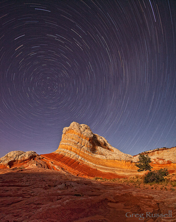 Nighttime (star trails) at the White Pocket, located near the Coyote Buttes permit area in northern Arizona