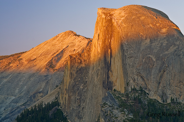 half dome sunset from glacier point