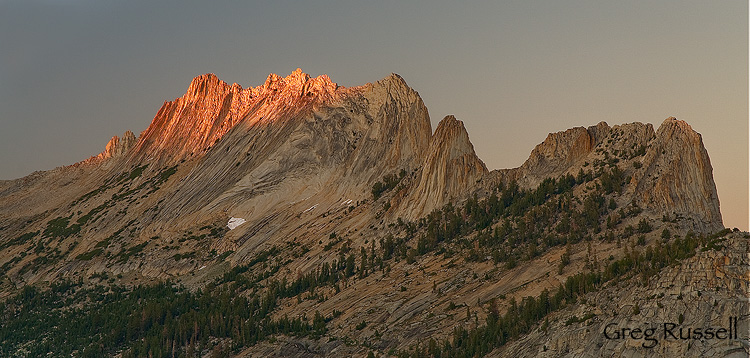 The Mathes Crest at sunset in the Yosemite backcountry
