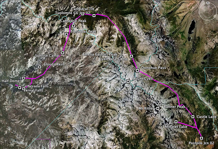 map of backpacking trip