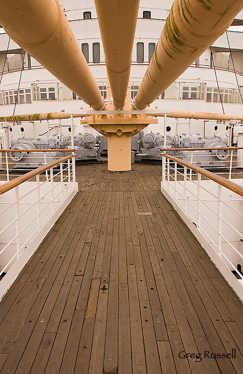 Deck scene aboard the Queen Mary