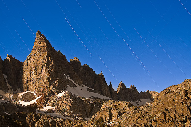 star trails over the minarets, ansel adams wilderness
