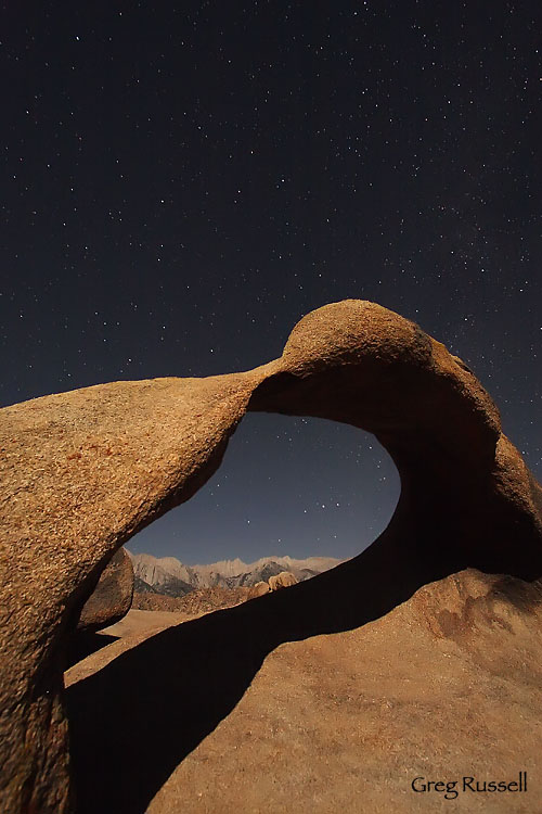 mobius arch, night photography, alabama hills, mount whitney, lone pine, sierra nevada