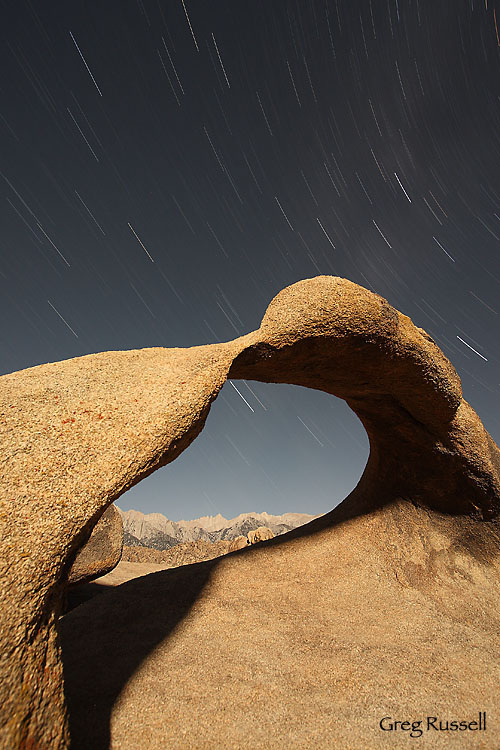 mobius arch, night photography, alabama hills, mount whitney, lone pine, sierra nevada