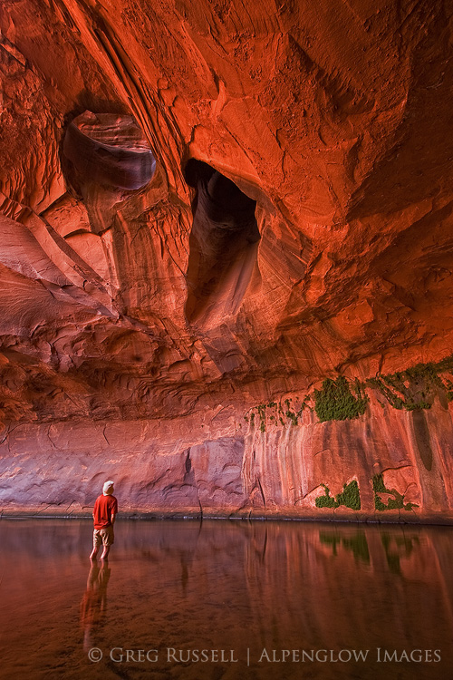 A hiker in the Golden Cathedral