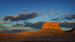 moonrise over fajada butte, chaco canyon