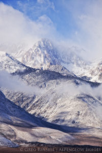 snowy sierra nevada mountains near manzanar national historic site